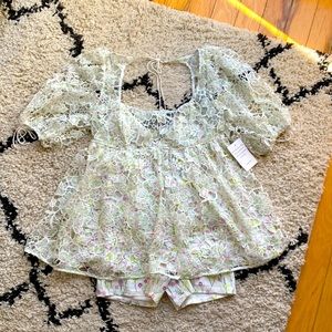 NWTs For Love & Lemons White Lace Floral Playsuit